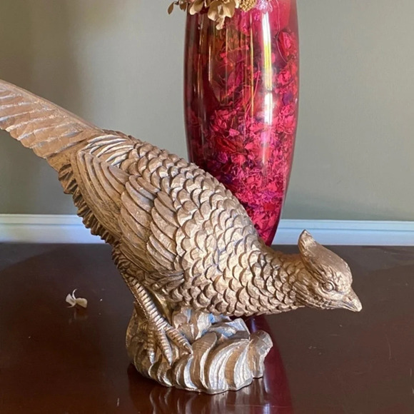 Pier 1 Gold Pheasant Bird Sculpture (Flawed) - Picture 3 of 10